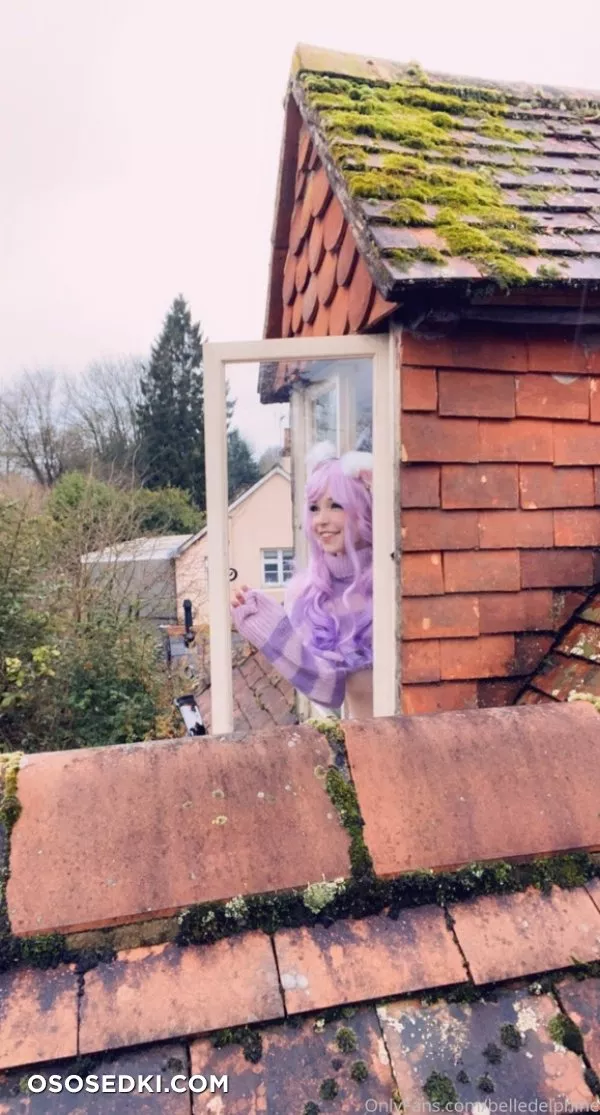 Belle Delphine. Neko. Lilac Lingerie. Purple Pink Sweater - 1