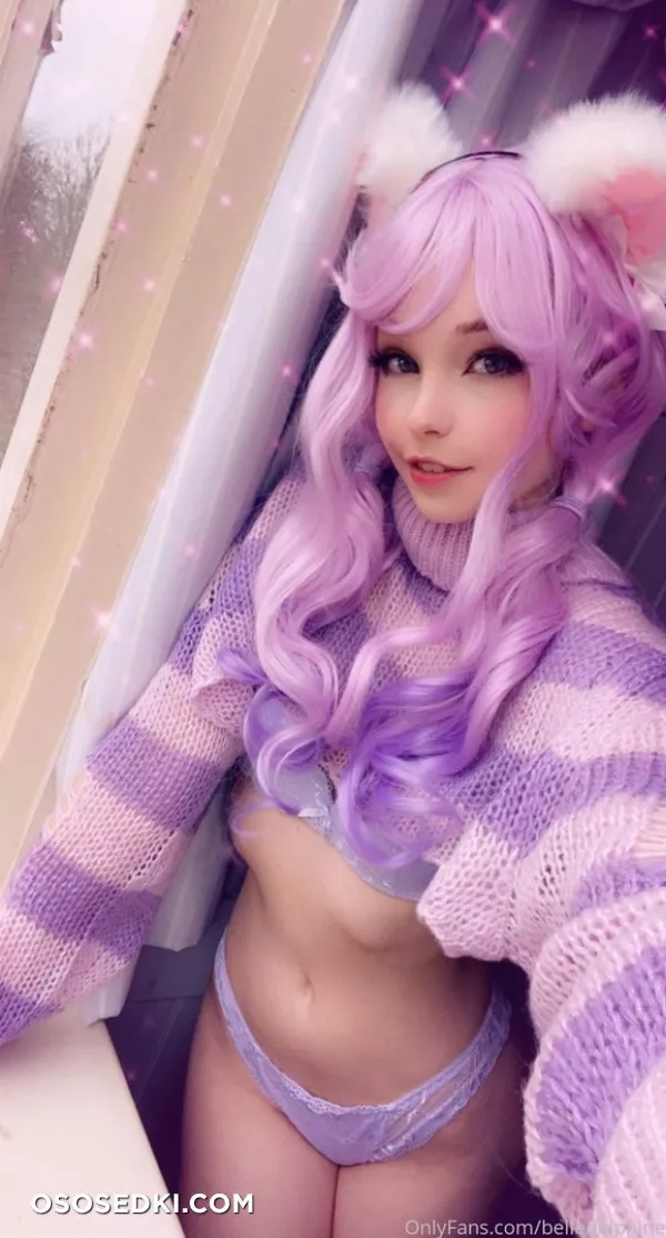 Belle Delphine. Neko. Lilac Lingerie. Purple Pink Sweater - 17