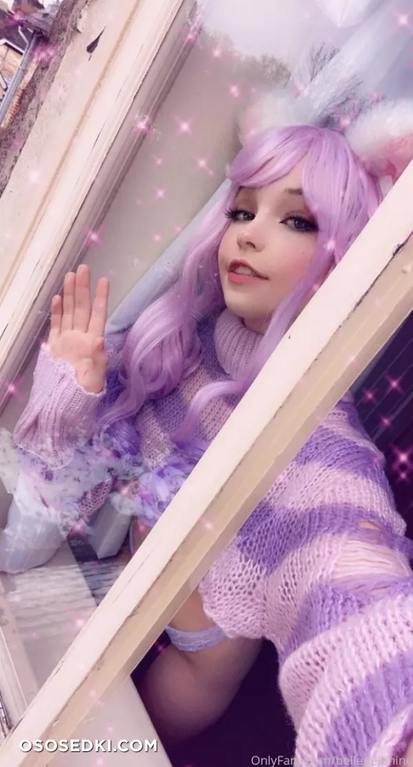 Belle Delphine. Neko. Lilac Lingerie. Purple Pink Sweater - 18