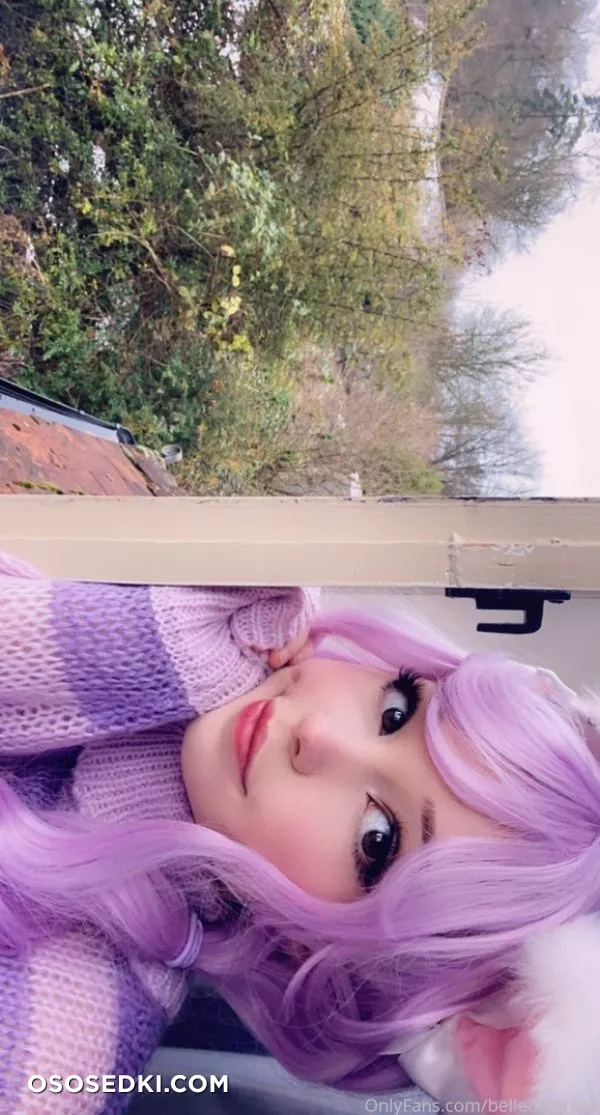 Belle Delphine. Neko. Lilac Lingerie. Purple Pink Sweater - 23