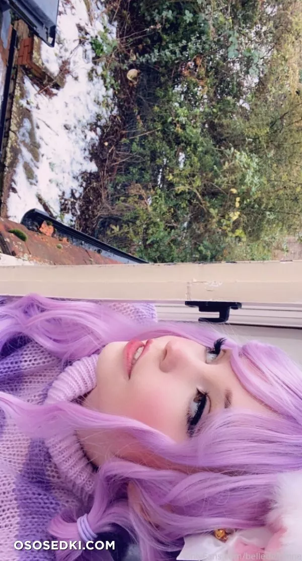 Belle Delphine. Neko. Lilac Lingerie. Purple Pink Sweater - 24