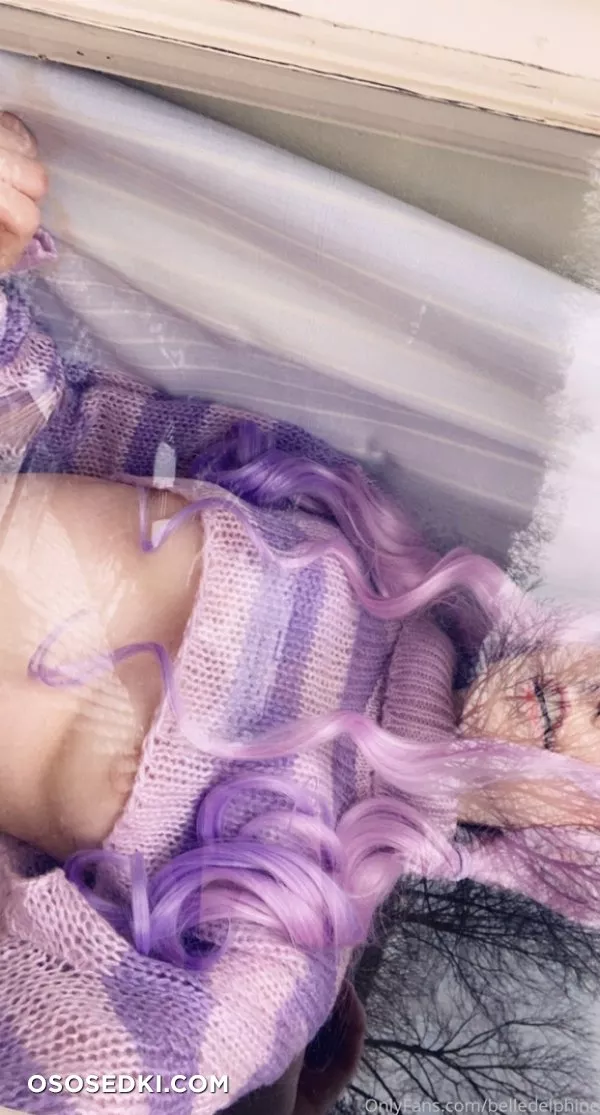 Belle Delphine. Neko. Lilac Lingerie. Purple Pink Sweater - 41