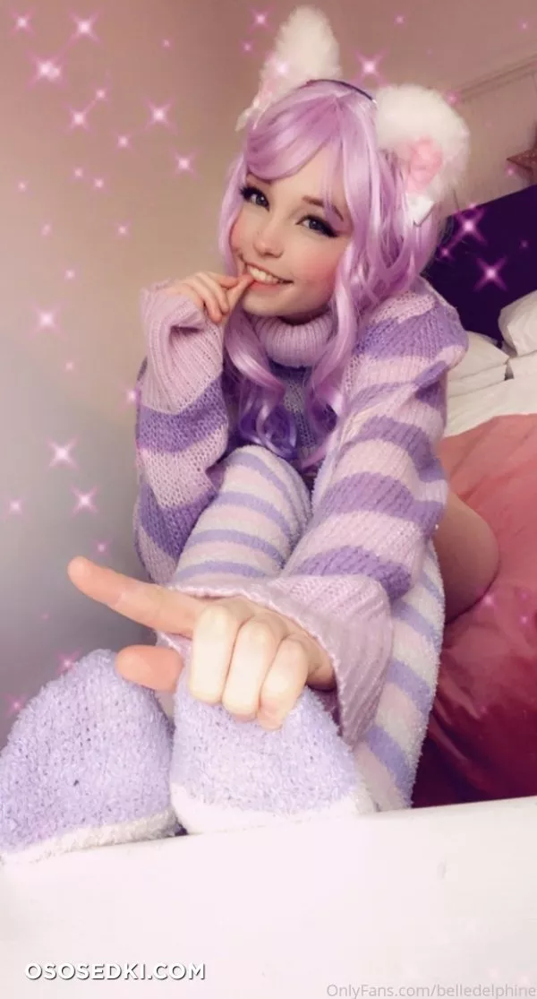 Belle Delphine. Neko. Lilac Lingerie. Purple Pink Sweater - 81