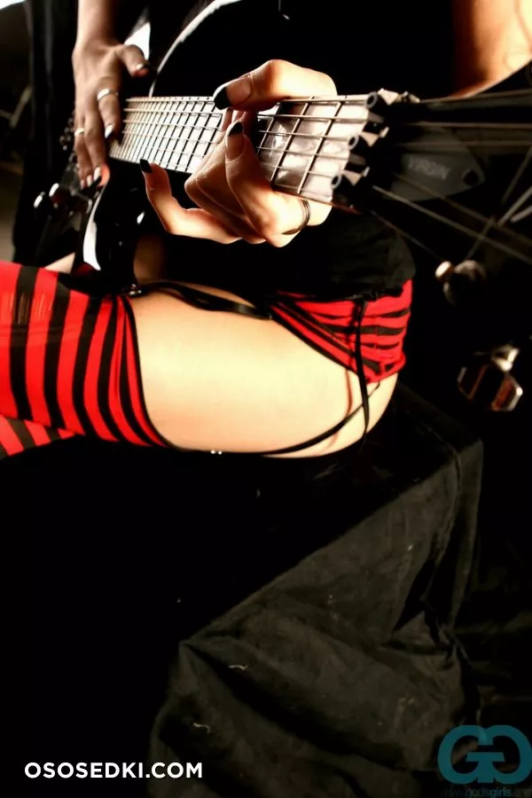 SaraOnTheInternet. Striped Stockings. Guitar - 11