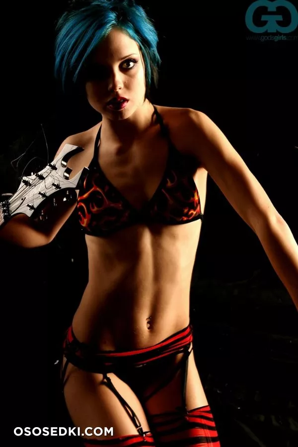 SaraOnTheInternet. Striped Stockings. Guitar - 52